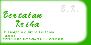 bertalan kriha business card